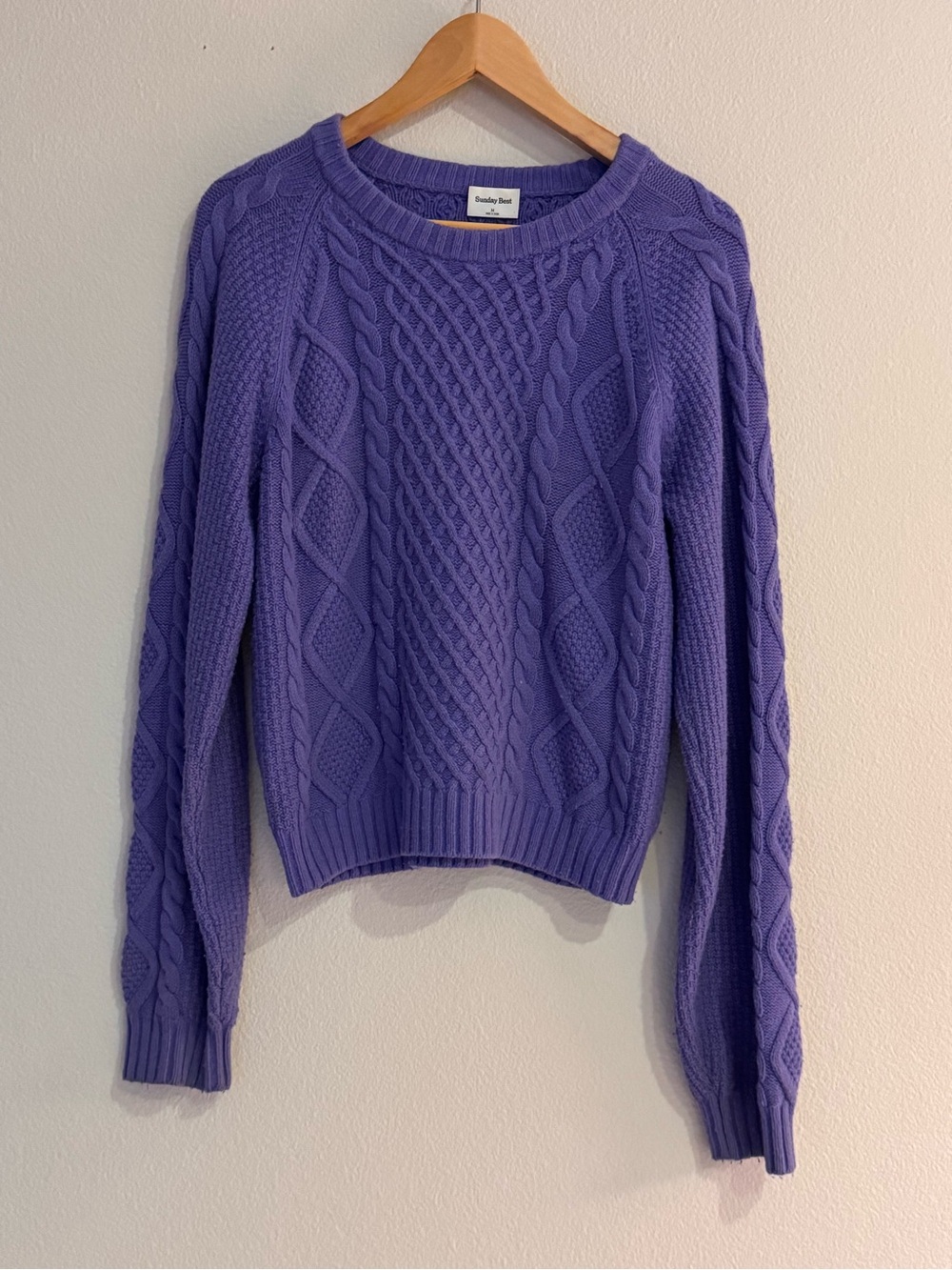 Sunday Best Lavender Cable Crewneck Sweater